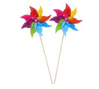 UKCOCO 2 Pezzi Girandola da Giardino Colorata Mulino Vento in PVC e Legno con Lame Decorazione Esterno per Prato e Cortile Giocattolo Spinner per Facile da Installare e Portatile
