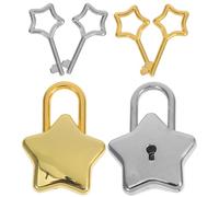 UKCOCO 2 Pezzi Lucchetti Chiave Forma di Stella per Bagagli e Diario Piccoli Serrature Leggere per Viaggio Accessori Sicurezza Valigia in Colori Oro e Argento