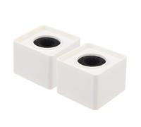 UKCOCO 2 pezzi Microfono Logo Stazione Abs Quadrata Bianco Supporto Cubo per Interviste e Karaoke Materiale Durevole e Ecologico per Studio e Trasmissione