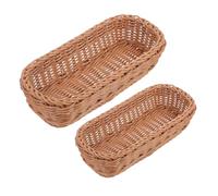 UKCOCO 2 Pezzi Organizer per Posate in Materiale Sintetico Intrecciato Portaposate Compatto per Cucina e Tavola Cesto Porta Utensili e Pane Multifunzione Colore Marrone