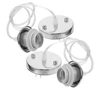 UKCOCO 2 pezzi Portalampada con Vite in Metallo Antiruggine e Filo Flessibile da Supporto Lampada Sospensione per Lampadine LED e Alogene Kit Montaggio Soffitto per Lampadari Vintage e