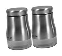 UKCOCO 2 pezzi Saliera e Pepiera in Vetro con Supporto Dispenser Condimenti Portatile per Cucina e Barbecue Contenitori Spezie Riutilizzabili Leggeri e Compatti per Spezie e Erbe