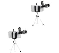 UKCOCO 2 Pezzi Set Obiettivo Fotocamera Fish Eye Obiettivo Per Telefono Treppiedi Per Telefoni Obiettivo Del Telefono Teleobiettivo Con Treppiede Smartphone Cellulare Treppiede Clip Sul