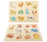 UKCOCO 2 set Puzzle Educativi in Legno con Manopole per Gioco Cognitivo Montessori per Sviluppo Creatività Coordinazione Occhio-mano e Apprendimento Sensoriale Colorati e Resistenti