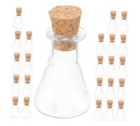 UKCOCO 24 pezzi Bottigliette di Vetro Trasparenti Mini con Tappo in Sughero Barattoli Portafortuna Piccoli per Accessori Te Vasetti Decorativi per Messaggi e Incantesimi