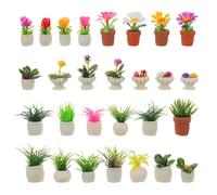 UKCOCO 28 Pezzi Piante in Resina in Miniatura Vasi per Case delle Bambole Decorazioni Vegetali in Miniatura per Interni e Scrivanie Micro Paesaggi Bonsai Resistenti e senza