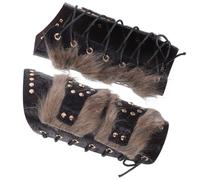 UKCOCO 2pezzi Bracciali Medievali in Finta Pelle per Uomini e Donne Accessori Retro per Cosplay Tiro e Feste Storiche Marrone