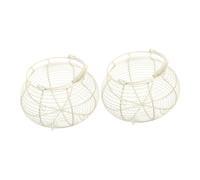 UKCOCO 2pezzi Cestino in Filo Metallico Con Manico Per Raccogliere Le Uova Cestini Rotondi Rustici Per Conservare Frutta e Verdura Supporto Da Banco Per Cucina Bianco