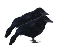 UKCOCO 2pezzi Corvo Nero Realistico Decorazione per Halloween Forma Corvo Giocattolo Ingannevole Oggetto Scena Stregata per Feste Halloween