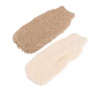 UKCOCO 2pezzi Guanti Esfolianti Da Bagno in Naturale Guanto Scrubber Corpo Resistente Per Doccia e Massaggio Doppio Stile in Juta e Punto Leggero Per Esfoliazione e Rimozione Cellule Mort