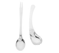 UKCOCO 2pezzi Utensile Da Cucina Curvo Set Di Cucchiaio e Forchetta Adattabile Per Anziani e Persone Disabilità Ausiliario Per Alimentazione Facile Portatile Per Casa e Viaggio