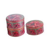 UKCOCO 3 Pezzi Mini Treat Boxes Tinplate With Airtight Lids Small Round Snack Packaging Containers For Cookies Candy And Festive Gift Storage