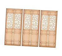 UKCOCO 3 Pezzi Miniature Wooden Double Doors For Dollhouse Unpainted Huistyle Architecture Model Doors For DIY Craft