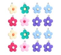 UKCOCO 30 Pezzi Charm Fiore in Resina Colorata per Bracciali e Portachiavi, Accessorio Gioielli Fai da Te, Pendente Decorativo a Forma di Fiore
