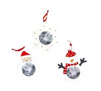 UKCOCO 3pezzi Cornice Natalizia in Legno da Appendere Ornamento per Feste Ciondolo Decorativo per Casa e Party Stile Fiocco di Babbo Natale Pupazzo