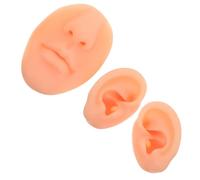 UKCOCO 3pezzi di Orecchio Finto in Silicone Morbido Naso e Bocca in Silicone Strumento Didattico Riutilizzabile per Pratica Piercing e Trucco Professionale