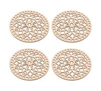 UKCOCO 4 Basi Rotonde in Legno per Cestini all'Uncinetto Intagli Traforati Fondo Stabile per Borse Fai da Te Sottobicchieri Naturali per Artigianato e Decorazione Casa