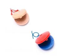 UKCOCO 4 Castagnette Legno per Strumenti Musicali Percussione per Educazione Precoce Design Ergonomico e Superficie Liscia Colori Naturale e Blu Giocattoli Musicali per Stimolare
