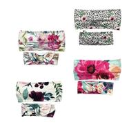 UKCOCO 4 Paia Elastici per Chioma in Ciniglia Stampa Floreale e Animalier, Fascia Regolabile e Flessibile per Adulti, Accessori Chioma per Uso Quotidiano