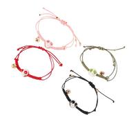 UKCOCO 4 Pezzi Braccialetti Gattino Maneki Neko in Ceramica Bracciale Regolabile Con Charm Gatto Della Sorte Accessorio Per Studenti e Ufficio Design Minimalista in Corda Intrecciata