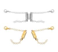 UKCOCO 4 Pezzi Estensori per Collane Magnetici in Rame Catene di Estensione Multiple, Chiusure Magnetiche per Bracciali e Gioielli, Kit per Personalizzare Lunghezza Collane e Accessori