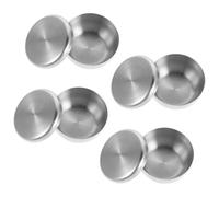 UKCOCO 4 Pezzi Set da Barba in Acciaio Inox Rotonda, Set da Argento | Uso Igienico, per Schiuma Rapida, Pratica e Facile da Pulire, Adatta a Grooming e Meal Prep