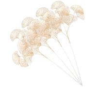 UKCOCO 4 Pezzi Steli di Ginkgo Artificiali, Foglie di Ginkgo Finte, Oro, Ferro e PP, Realistici, per Decorazione Tavolo e Vaso, per Chi Non Ha di Curare Le Piante