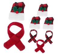 UKCOCO 4 Set Coperture Natalizie per Bottiglie di Vino con Mini Cappelli di Babbo Natale e Sciarpe Rosso Nero Decorazioni Resistenti per Feste di Natale Tavola e Casa