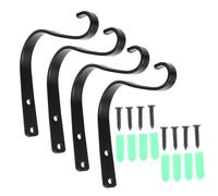 UKCOCO 4 set Ganci da Parete in Ferro per Appendi Vasi e Cesti Staffe da Stile Nero con Supporti Decorativi per Balcone Terrazzo e Giardino