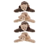 UKCOCO 4pezzi Fermaglio per Chioma Peluche Criceto Bear Ears, Colore Khaki, Morsetto per Chioma Donna Stagione Autunnale, Design Cartoon Animal e Cozy per Bambine e Donne