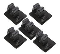 UKCOCO 5 Ganci Supporto per Scopa e Spazzolone da Parete senza Foratura Clip Morsetto in Plastica Nero per Bagno e Cucina Organizzatore Multifunzione per Attrezzi di Pulizia