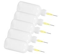 UKCOCO 5 Pezzi Bottiglia Squeeze in Plastico Bianco 50cc per Ceramica con Punta a Ago, Strumento Professionale per Pittura e Decorazione Fai da Te