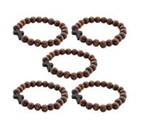 UKCOCO 5 Pezzi Bracciale con Croce in Legno Perline, Gioiello Religioso | Design Leggero, Tocco Delicato, Uso Quotidiano e Lavoro, Stile Artigianale Naturale, Regalo di Natale