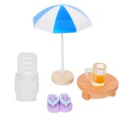 UKCOCO 5 Pezzi Decorazioni Spiaggia in Miniatura con Sedie e Ombrelloni in Resina Resistenti al Colore Accessori Micro Paesaggio per Decorazione e Regali Tema Mare