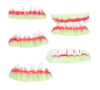 UKCOCO 5 Pezzi Denti Artificiali Luminescenti per Halloween, Dentiere Zombie in Plastica Leggere e Resistenti, Accessori Divertenti per Feste e Giochi di Ruolo, Decorazioni Stili Multipli