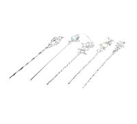 UKCOCO 5 Pezzi Forcine per Chioma da Sposa a Forma di Stella in Pietra Lunare, Bastoncini Decorativi Asiatici in Metallo per Chignon e Chioma Lunghi, Accessori Leggeri e Sicuri per