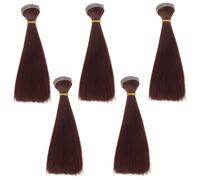 UKCOCO 5 Pezzi Parrucche Lisce Resistenti al Calore da 15 cm, Estensioni per Bambole Fai-da-Te per Progetti Scolastici e