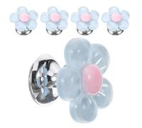 UKCOCO 5 Pezzi Pulsante di Scarico per Wc Serbatoio a Forma di Fiore Blu, Pressa Ergonomica per Bagno, Sostituzione Compatibile Coperchio Water, Attivazione Silenziosa e Funzionamento