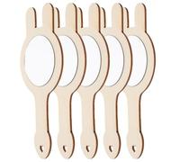 UKCOCO 5 Pezzi Specchio Piccolo in Legno Non Verniciato, Specchio Delicato per Trucco, per Attività DIY e Coordinazione Mano-cervello, Colore Kaki