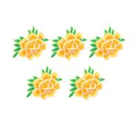 UKCOCO 5 Pezzi Toppe Termoadesive Ricamate Fiore Applique per Riparazione Abbigliamento e Decorazione Borse Facili da Applicare con Ferro Motivo Floreale Giallo Medio