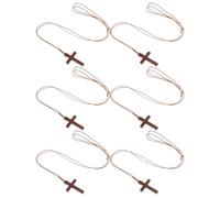 UKCOCO 6 Pezzi Collane Ciondolo a Croce in Legno Naturale Gioielli Cristiani Unisex Ciondolo Religioso in Legno Leggero Collane Croce in per Battesimo Natale e Uso Quotidiano