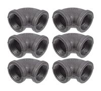 UKCOCO 6 Pezzi Connettori in Ferro Ghisa Dn20 3/4 Gomito Raccordi per Tubi Acqua Neri Accessori Idraulici per Installazione e Riparazione Impianti Domestici