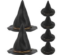 UKCOCO 6 Pezzi Mini Cappello Strega Halloween Festivo Nero Plastico per | Decorazione per Fai, per Lavori Manuali e Piccoli Oggetti, Confezione da Sei Pezzi