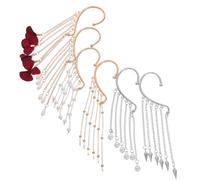 UKCOCO 6 Pezzi Orecchini Clip Non Piercing con Nappa Lunga Pendenti e Avvolgenti Ear Cuff Floreali Dangle per Donna Eleganti Gioielli Cartilagine Accessori Moda Party