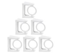 UKCOCO 6 Pezzi porta-asta regolabile portacanne rotante per uso domestico porta-asta da appendere adesivo staffe a canna per tende appendiabiti facile da installare ABS White