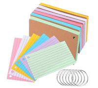 UKCOCO 6 pezzi Schede Indice Colorate con Anello Note Cards Versatili per Studio e Vari Colori Protette e Facili Trasportare