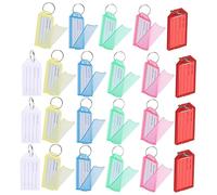 UKCOCO 60 pezzi Targhette Colorate per Chiavi e Riutilizzabili con Portachiavi Etichette Portanome Resistenti per Organizzazione Chiavi e Valigie