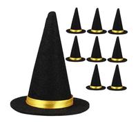 UKCOCO 9 Pezzi cappello decorativo Halloween mini cappelli minuscolo cappello a cilindro copricapo Halloween mini decorazioni stoffa Nero
