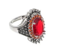 UKCOCO Anello Donna Vintage Grande Gemma in Rame Rosso, Stile Esagerato e Chic, Facile da Togliere, per Diverse Occasioni come Regalo Raffinato