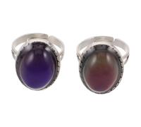 UKCOCO Anello Impilabile Regolabile Vintage Pietra Ovale Antica 2 Anelli dell'Umore per Donna da Indossare in Eventi e Giornaliero